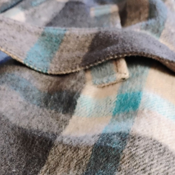 ARIZONA Size Large Plaid Double-Breasted Women's Coat Peacoat Blue & Gray Warm - Picture 14 of 16